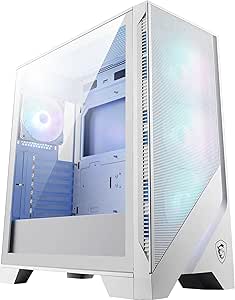 MSI MAG Forge 320R Airflow White Boîtier PC Moyen Tour - ATX, Compatible avec Les RTX 40, Ventilateurs ARGB, filtres à poussière magnétiques, Verre trempé, Hub de contrôle ARGB, USB Type-A 3.2 Gen 1