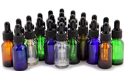 Vivaplex, 24, Assorted Colors, 15 ml (1/2 oz) Glass Bottles, with Glass Eye Droppers