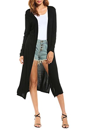 Beyove Women's Pocket Long Sleeve Soft Open Front Knit Draped Cardigan Sweater