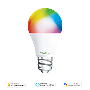 VOCOlinc L1 Smart LED Light Bulb, Multicolor, Dimmable, Lighting Effects, Works with Apple HomeKit, Alexa and Google Assistant, No Hub Required, A19 E26, Wi-Fi 2.4GHz (1 Pack)