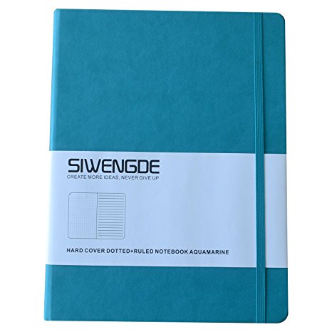 Siwengde Dotted-grid / Ruled / Lined / Bullet Journal Notebook Extra Large (B5,19cmx25cm) 7.5"x9.8" 160Pages Premium Thick Smooth Paper 100gsm Ink-proof (Aquamarine,Teal)