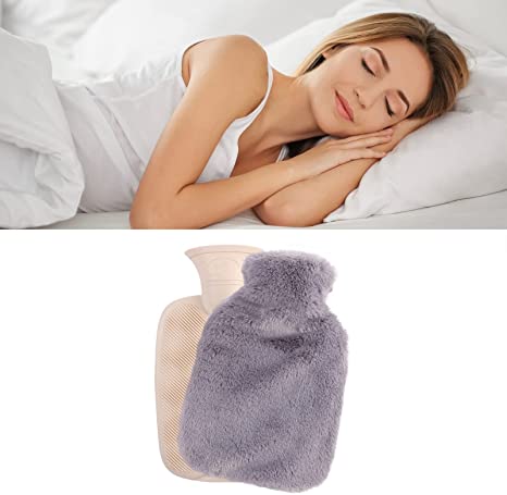 Hot Water Bottle,Hot Water Bottle with Cover,Hot Water Bottle with Fluffy Cover,Hot Water Bag,Keep Warm in Winter,Reusable Washable for Pain Relief Bed Warm,500ML