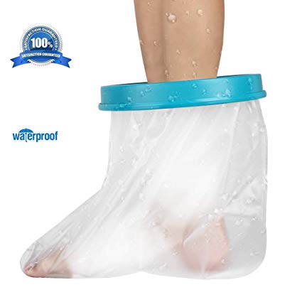 Waterproof Foot Cast Wound Cover Protector for Shower Bath, Watertight Cast Bag Covers for Broken Surgery Foot, Wound and Burns Reusable (12.9x13.5x7 Inches) [2019 Upgrade]