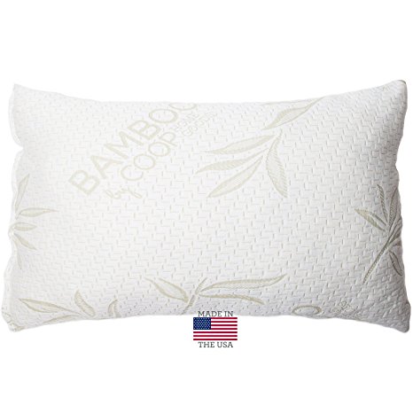 Coop Home Goods - Shredded Memory Foam Pillow with NON-REMOVABLE Cover made from Bamboo Derived Rayon and Polyester Cooling Blend - MADE 100% in USA (KING)