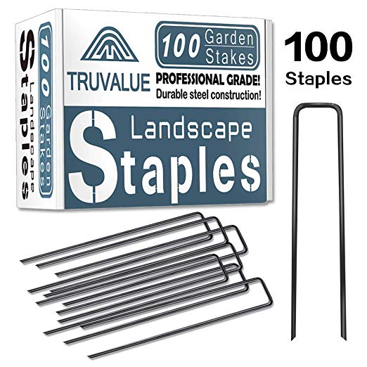 Amposei 100 Pack Garden Stakes Landscape Staples, 6 Inch U-Shape Landscaping Anchor Pins Pegs Sod and Fence Stake for Ground Cover, Lawn Drippers, Irrigation Tubing