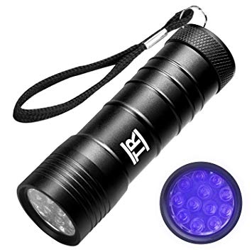 UV Torch, TechRise 12-Led LED UV Flashlight Pets Blacklight Dogs/Cats Urine Detector, Ultraviolet Flashlight Find Dry Stains on Clothes, Carpets or Floor