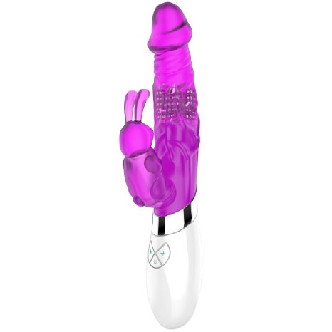Utimi Upgraded 6-Speed Rotating Rabbit Vibrator with Rotating Rolling Beads Purple