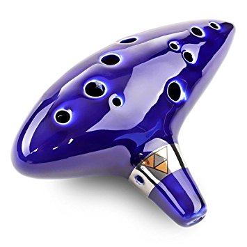 Xubox Legend of Zelda Ocarina, 12 Hole Alto C Handcrafted and Tuned Ocarina Ceramic Flute Musical Instrument with Music Textbook, Display Hand Stand and Protective Bag