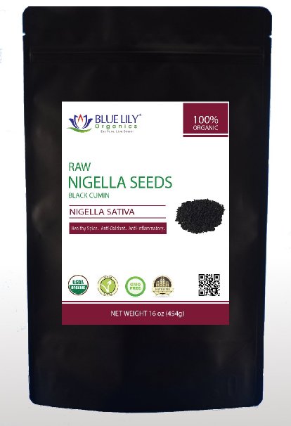 Blue Lily Organics Raw Black Seeds (Nigella Sativa) - 1 Pack(1 Lb) - Certified Organic