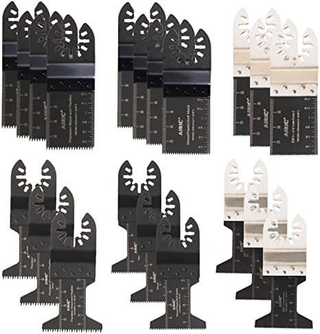AIRIC 20pcs Oscillating Tool Blades Metal Wood Oscillating Multitool Quick Release Saw Blades Compatible with Fein Multimaster Porter Cable Black & Decker Bosch Dremel Makita Dewalt Rockwell, etc.