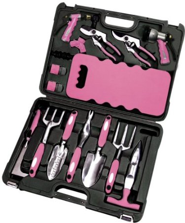 Apollo Precision Tools DT3795P 18-Piece Garden Tool Set, Pink