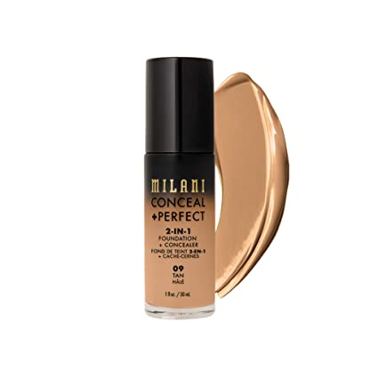 Milani Conceal   Perfect 2-in-1 Foundation   Concealer - Tan (1 Fl. Oz.) Cruelty-Free Liquid Foundation - Cover Under-Eye Circles, Blemishes & Skin Discoloration for a Flawless Complexion