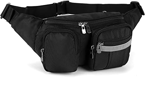 Hiking Fanny Pack with Reflective Strip for Men and Women, Oxpecker Waist Pack Belt Bags with Adjustable Strap.