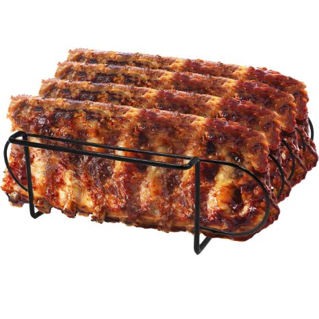 Sorbus® Non-Stick Rib Rack - Porcelain Coated Steel Roasting Stand - Holds 4 Rib Racks for Grilling & Barbecuing