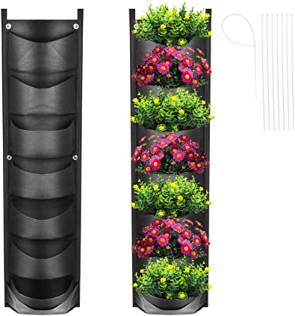 New Upgrade Deeper and Bigger Hanging Vertical Garden Planter with 7 Pockets,Waterproof Wall Mount Planter for Garden Courtyard Office Home Decoration