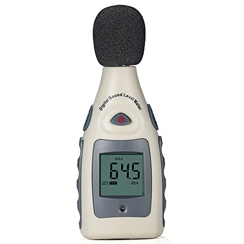 Sound Level Meter, Portable Digital Sound Level and Decibel Measuring Meter Tester 30 dBA-130dBA, Max/Min Hold, Hand-held LCD Backlight with Tripod thread-one 9V Battery Included