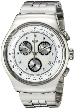Swatch Men's YOS401G Chrono Wealthy Star Silver Dial Watch