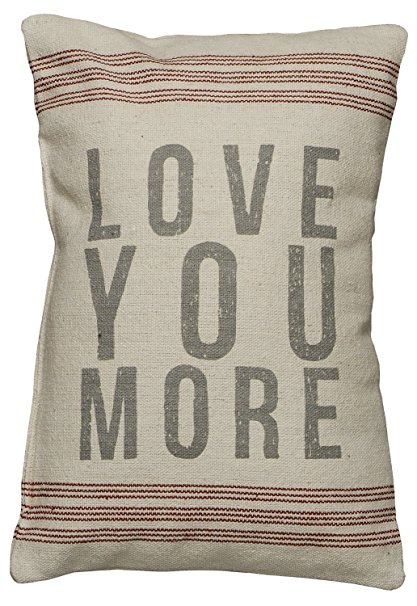 Primitives by Kathy 9-Stripe Love You More Linen Pillow, 10-Inch by 15.5-Inch