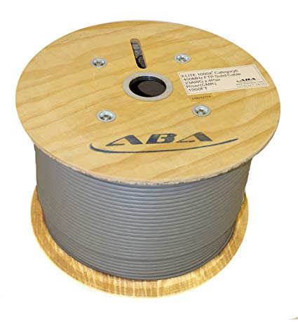 Infinity Cable CAT6 Shielded CMR Riser, F/UTP 23AWG, 550MHz, 1000 Feet, Solid 100% Bare Copper, UL Certified, Ethernet Cable Reel, Gray