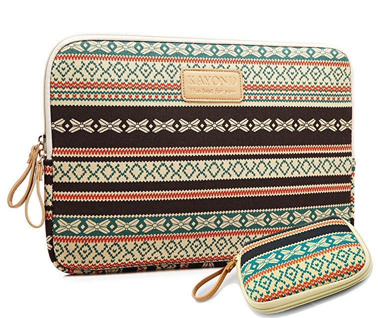 Kayond Bohemian Canvas Water-resistant Sleeve with a Storage Bag for 13-13.3 Inch Laptop Macbook Air/MacBook Pro