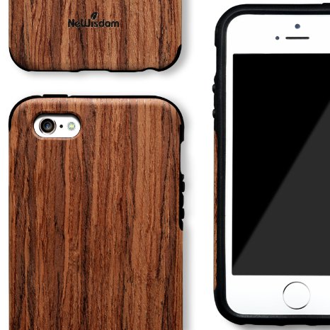 iPhone SE/5S/5 Wood Case, NeWisdom® Unique Non-Slip Slim Comfortable Protective iPhoneSE Wood case, Best Soft Slim Shockproof Protector for Screen and Edges - Sandalwood
