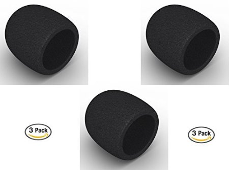 Stony-Edge Foam Cover Windscreen Filter for Handheld Microphones or Studio Mic Like The SM58 or AT2020 - Black Three 3 Pack
