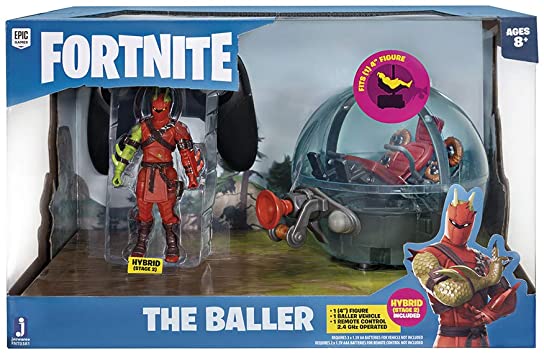 Fortnite Baller (RC) Vehicle - Includes 4” Hybrid Articulated Figure, 4” Scaled Baller, Plus Remote Control, 6 Inch Micro USB Cable, and Instruction Manual - Battle Ready