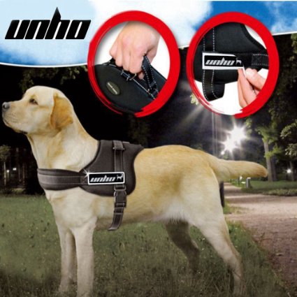 UNHO Soft Padded Dog Harness Adjustable No Pull Large Dog Power Harness - Heavy Duty Big Dogs Assistance Chest from 50-110cm Vary from Size XS-XL XL