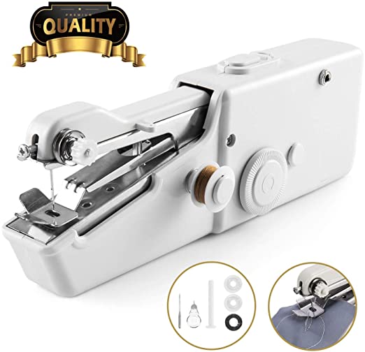 W-Dragon Handheld Sewing Machine, Portable Cordless Handheld Electric Sewing Machine, Quick Handy Stitch for Fabric Clothing Kids Cloth Pet Clothes (Battery Not Included)
