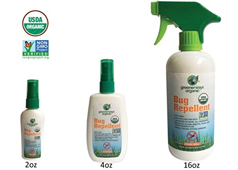 Greenerways Organic Bug Repellent Spray Deet-Free Fast Acting 3 Pack