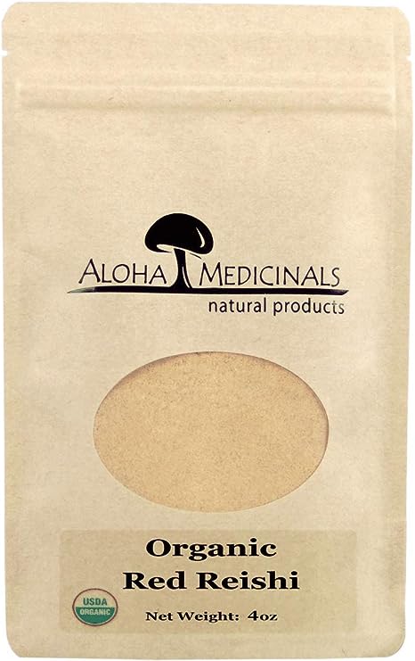 Aloha Medicinals Red Reishi, Organic Mushrooms Supplement, Supports Immune Health, Bag of 4 oz Powder