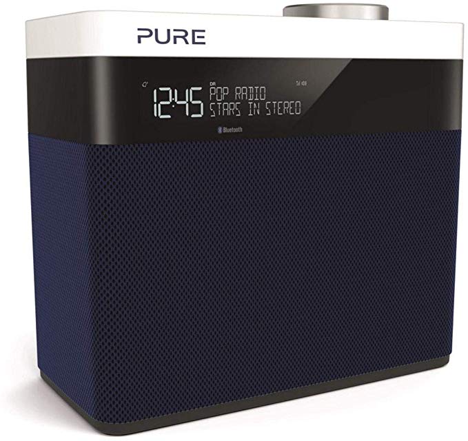 Pure Pop Maxi S Portable Stereo FM/DAB /DAB Digital Radio - DAB Radio with Bluetooth, Alarms, Kitchen Timer and 20 Pre-sets - Navy Blue