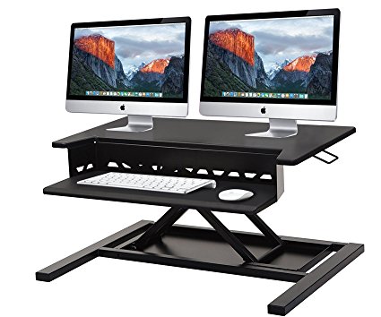 Standing Desk Converter-INNOVADESK 32-22-Basics Height Adjustable Desk-Sit Stand Desk Converter Workstation-Sit Stand Riser –The Best Adjustable Standing Desktop- Keyboard Tray-Desk Assembly (Black)