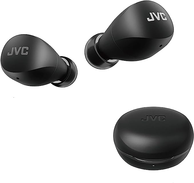 JVC Compact and Lightweight Gumy Mini True Wireless Earbuds Headphones, Long Battery Life (up to 23 Hours), Sound with Neodymium Magnet Driver, Water Resistance (IPX4) - HAA6TB (Black)