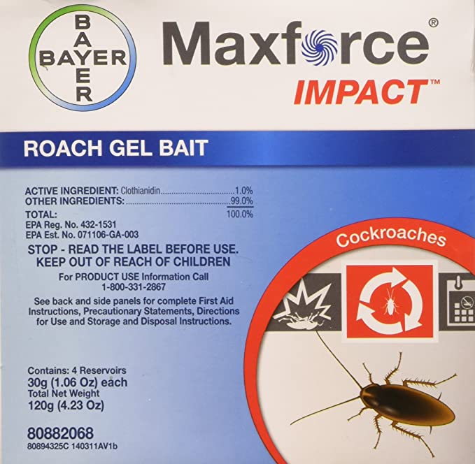 Bayer 80882068 Impact Roach Bait Maxforce Gel, Four 30g Syringes