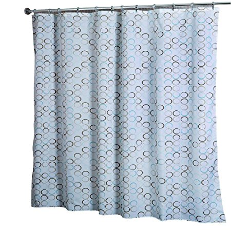 Croydex AF583339 Teal Rings Shower Curtain, White/Teal