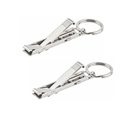 MAZU Portable Nail Clippers With Nail File for Key chain - Personal Care tool - Ultrathin Foldable - Stainless Steel (2 PACK)