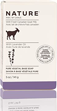 Nature By Canus Bar Soap, Lavender Oil, 5 Oz, With Fresh Canadian Goat Milk, Vitamin A, B3, Potassium, Zinc, and Selenium