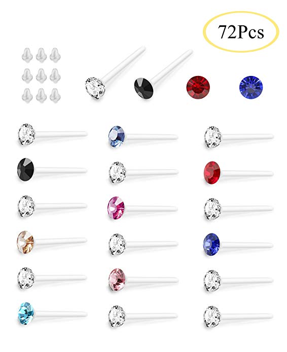 Hanpabum 36 Pairs 2.5MM Crystal Hypoallergenic Stud Earrings Set Made with Acrylic Post for Men Women