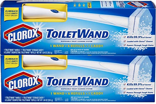 Clorox ToiletWand Disposable Toilet Cleaning System - 2 ToiletWands, 2 Storage Caddies and 12 Disinfecting ToiletWand Refill Heads