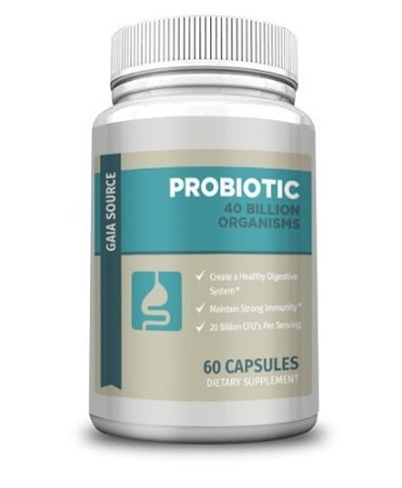 Gaia Source - Probiotic NEW 40 Billion Organisms per serving - For a healthy digestive system,60 Capsules