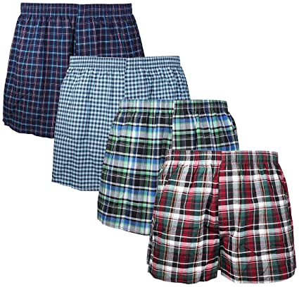 Falari 4-Pack Men's Boxer Underwear 100% Cotton Premium Quality