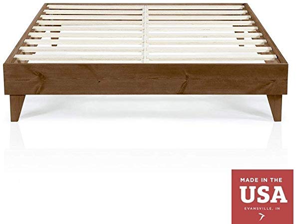 Cardinal & Crest Wood Platform Bed Frame | Modern Wooden Design | Solid Wood | Made in U.S.A. | Easy Assembly | Walnut, Queen
