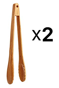 Norpro New Eco Friendly Bamboo Tongs Green 12" Heat And Stain Resistant (2-Pack)