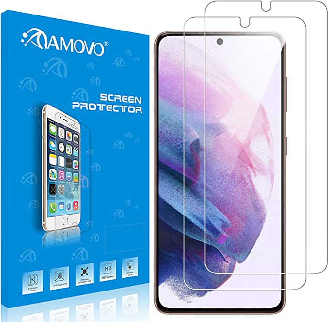 [2 Pack] Screen Protector for Samsung Galaxy S21 Tempered Glass Protector [Case Friendly][Anti Scratch][Fingerprint ID Compatible] HD Clear Screen Protective Glass film for Galaxy S21 6.2inch (Clear)