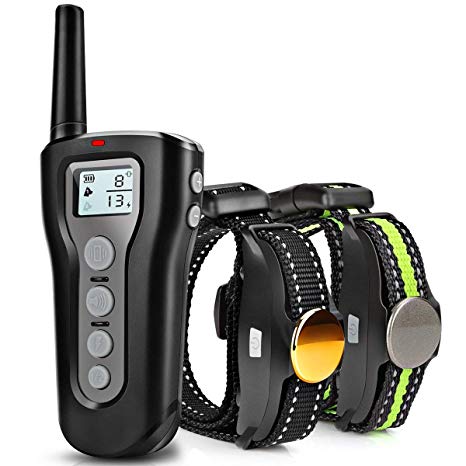 Dog Training Collar 2 Dogs Upgraded 1000ft Remote Rechargeable Waterproof Electric Shock Collar with Beep Vibration Shock for Small Medium Large Dogs