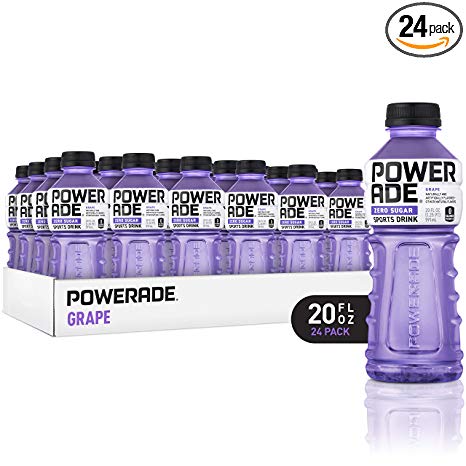 POWERADE ZERO, Zero Calorie Electrolyte Enhanced Sports Drinks, Grape, 20 fl oz, 24 Pack