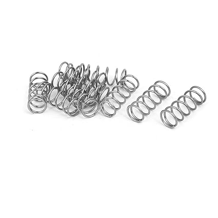 uxcell Compression Spring,304 Stainless Steel,8mm OD,0.8mm Wire Size,20mm Free Length,Silver Tone,10Pcs