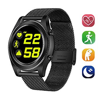 Smart Watch for Men Women, Bluetooth Smartwatch, Fitness Tracker Supports Heart Rate, Calorie, Casual Watch with Pedometer, Stainless Steel, Compatible with Android iOS