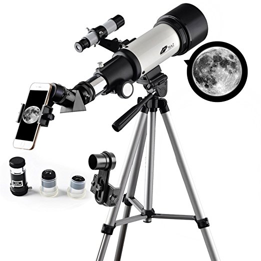 Telescope 70mm Apeture 400mm AZ Telescope - Travel Scope for Kids and Beginners to View Moon and Planet With Tripod and 10mm Eyepiece Smartphone Adapter
